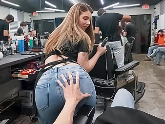 Parker Ambrose & Successful Anne's fond Barbershop session - Touching the Bitchy Lad's Ass in the matter of Public