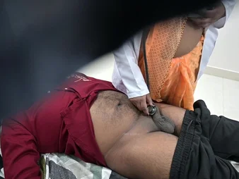 Indian nurse examines patient's dig up fro hospital bed forth a naughty twist